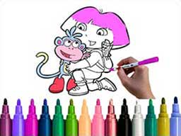 Play Dora Coloring Fun Time Online on Play26.com